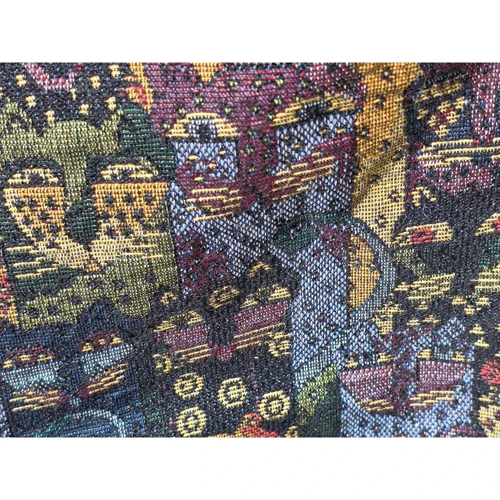 Laurel Burch Tapestry Cat Tote Bag Multicolor Woven Shoulder Bag Whimsical Boho